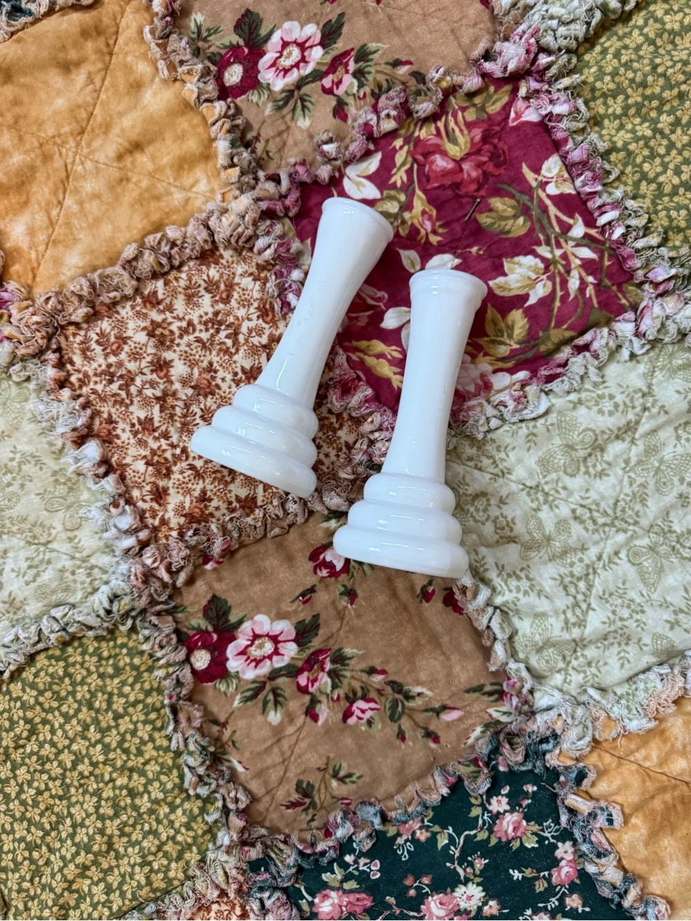 White Milk Glass Bud Vases (Pair)